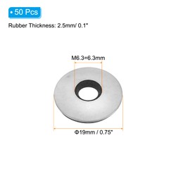 PATIKIL 1/4"x3/4" EPDM Bonded Sealing Washers, 50 Pieces 201 Stainless Steel Bonded Sealing Neoprene Rubber Washers Gasket for Marine Bolt Supply (#14x1/4")