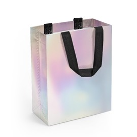 Trazzic 1 Pcs Reusable Gift Bag Small Size, Non-woven Shopping Bachelorette Party Favor Goodies Bags with Handles for Wedding or Birthday(Laser Rainbow Color)