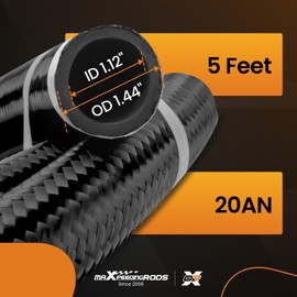 maXpeedingrods 20AN Hose Fuel Line, 20AN Transmission Cooler Line Nylon Braided CPE Rubber Oil Cooling Line, 20AN-5FT Oil Cooling Line