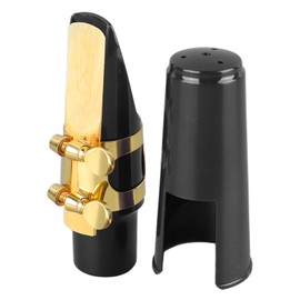 Alto Saxophone Mouthpiece, Standard Design Plastic Cover Easy Installation Instrument Accessories Sax Mouthpiece Cork Reed for Replacement (Black)