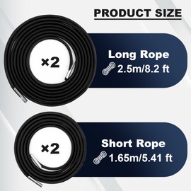 MAQIHAN 4 Pcs Gravity Chair Replacement Cord - Zero Gravity-Chair Repair Kit Elastic Rope Stretch Cord for Outdoor Recliners, Patio, Sun Lounge, Bungee Beach, Folding Chair (Black)