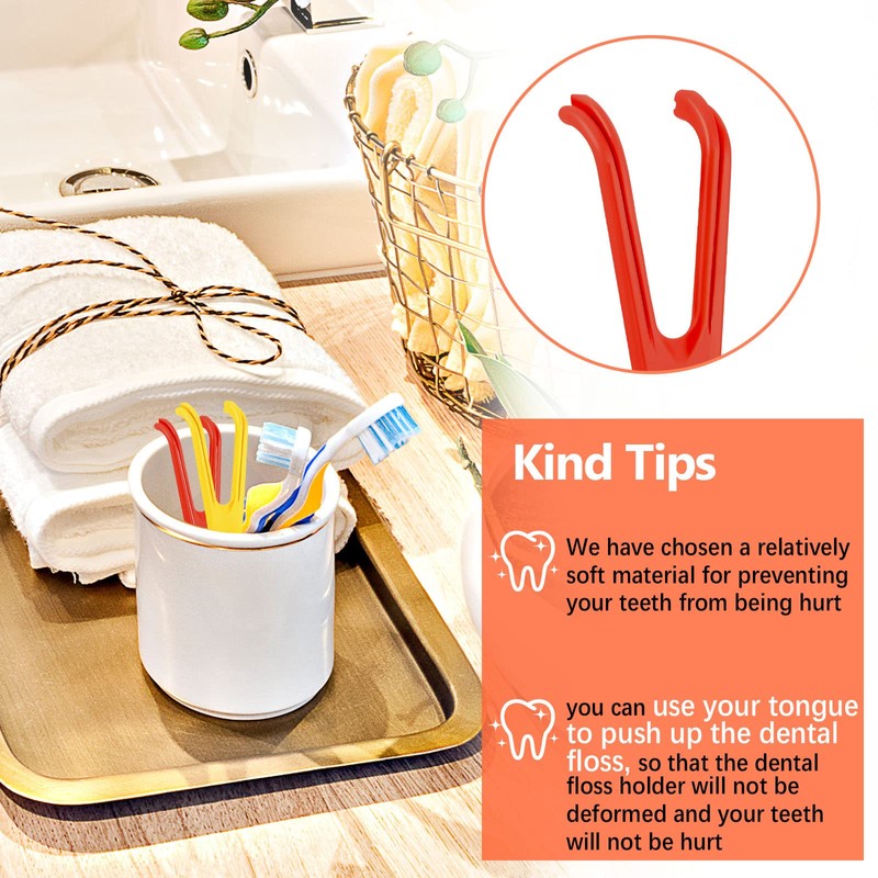 Chengu 4 Pieces Dental Floss Holder Reusable Flosser Reusable Floss
