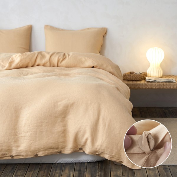 Simple&Opulence 100% Linen Duvet Cover Set, 3 Pieces Belgian Flax