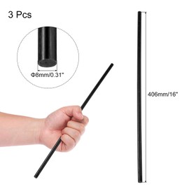Rebower Plastic Round Rod POM Polyoxymethylene Rods Hard Bar,[for Engineering,Agriculture,Industry,DIY] - 3/10 Inch Dia 16 Inch Length/Black / 3 Pcs