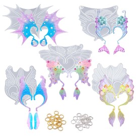 BIGEBO 5 Set Ear Cuffs Resin Molds, Butterfly Shaped Elf Ear Clip Silicone Mold Earring Resin Molds for DIY Handicraft Earring Jewellery Decor