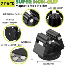 ULIBERMAGNET Magnetic Broom Holder Magnetic Mobile Heavy Duty Non-Slip Wall Storage Convenient Storage - Broom Shovel Hook for Garage Kitchen Garden