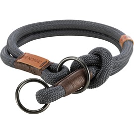TRIXIE Zug-Stopp BE NORDIC L-XL Dog Collar Dark Grey / Brown - Comfortable Dog Collar for Large and Very Large Dogs with Pull Control - Robust & Elegant - 17291