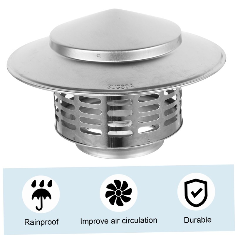 TEHAUX Chimney Stainless Steel Rain Cover Weatherproof Cap for Roof