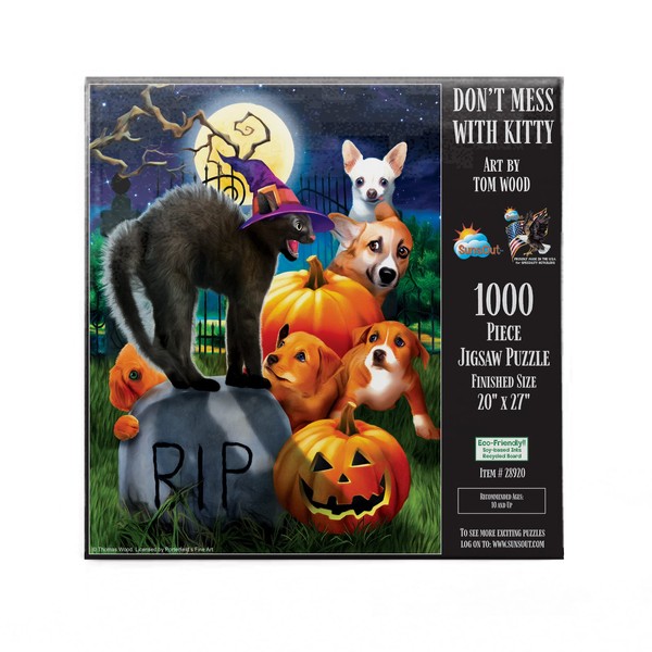 SUNSOUT INC - Don't Mess with Kitty - 1000 pc Jigsaw Puzzle by Artist: Tom Wood - Finished Size 20" x 27" Halloween - MPN# 28920