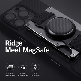 Ridge Wallet Compatible with MagSafe - Slim Minimalist Wallet For Men and Women, Ridge MagSafe Compatible Wallet - RFID, Card Holder & Integrated Cash Strap, Ridge Wallets for Men and Women (Gunmetal)