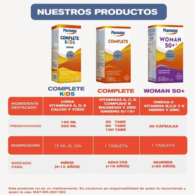 Jarabe Complete Kids Con Lisina 100 Ml Pharmaton Frutas