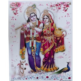 Rastogi Handicraft Best Of Indian Reprint Hindu God Poster/Picture With Unframed (Radha-Krishna-11 X9)