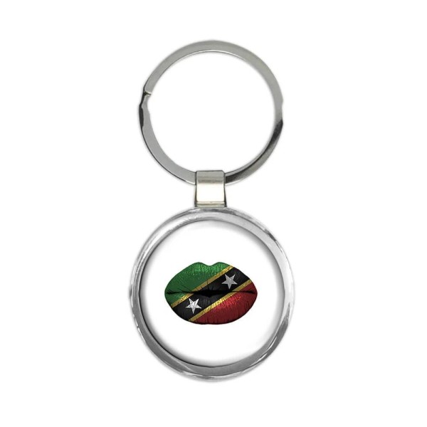 Lips Saint Kitts And Nevis Flag : Gift Round Keychain