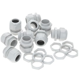 Pack of 10 Kalitec M20 Cable Gland Plastic 7.0-12 mm Clamping Range I M20 Locknut Plastic Light Grey I Waterproof Cable Guide