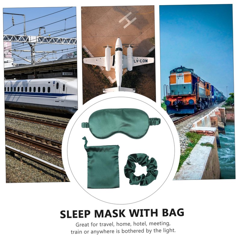 Baluue 3Pcs Silk Sleep Eye Mask Set with Hair Scrunchies