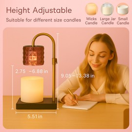 Ugvmn Candle Warmer Lamp with Timer & Dimmer, Adjustable Height Flameless Wax Melt Warmer for Jar Candles, Birthday Gifts for Mom Women Men Friend Sister, House Warming Gift New Home Decor (Purple)