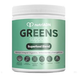 nutriADN Greens Support Superfood Blend | Con Cúrcuma, Jengibre y Pimienta Negra | Mezcla de Superverdes, Prebióticos y Enzimas Digestivas | Apoyo Digestivo y Energético | 240 g | Sin Gluten ni Soya