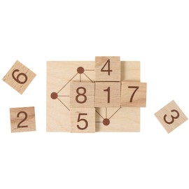 Bartl 102054 Mini Wooden Puzzle The Prison Problem from a Small Game Board and 8 Wooden Plates