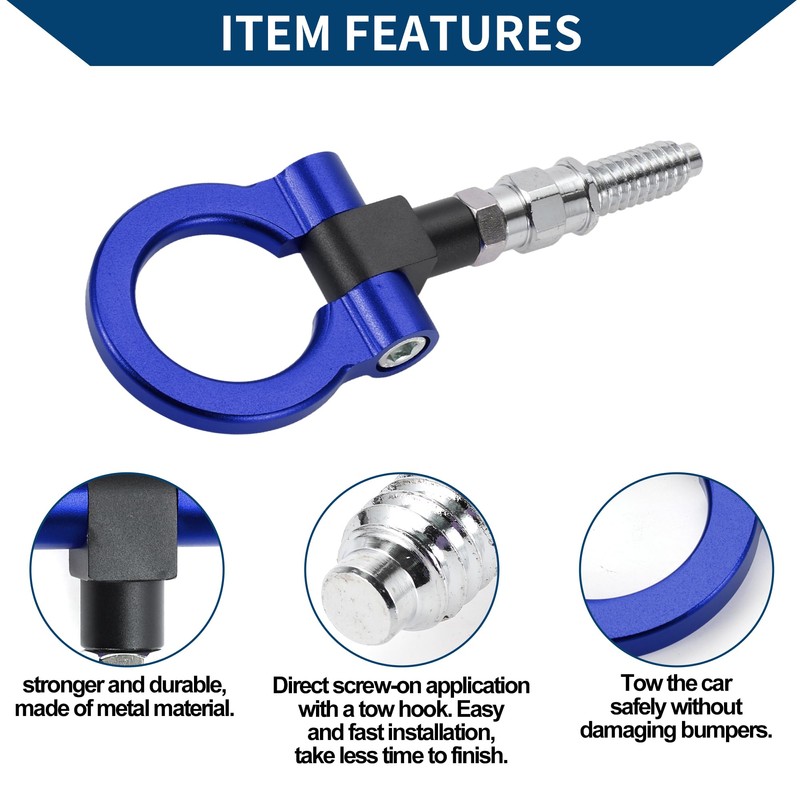 Hihaha Tow Hook/Universal Car Front Bumper Towing Hook/Durable Metal Rotary