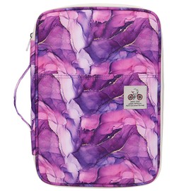 JAKAGO Waterproof A4 Portfolio Folder,Business Document Holder,Travel Organizer Multifunctional Zippered Case for Holiday Travel/Working Daily Use (M-Purple)