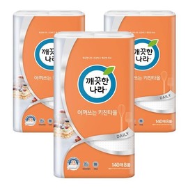Clean Nara Daily Saving Kitchen Towels 140 sheets 24 rolls (8 rolls x 3 packs) / 깨끗한나라  데일리 아껴쓰는 키친타올 140매 24롤(8롤x3팩)