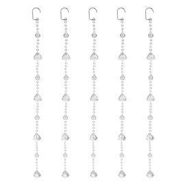 sourcing map 5 Pcs Acrylic Crystal Garland Strands, Clear Crystal Beads Strands Chandelier Crystals Replacement Diamond Bead String Hanging for Wedding Decor, DIY Craft Jewelry (0.3m/0.98ft)