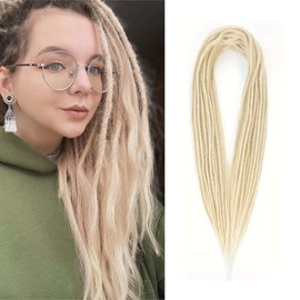 Msuitable 24 Inch Thin 0.6 cm Synthetic Faux Dreads Dreadlocks Extensions Hip Hop Style Clip-In Braids Curly Hair Extension