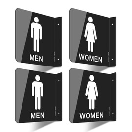 GicnKeuz Man and Women Bathroom Signs, 6" x 6" Restroom Signs, Two-Sided Acrylic L-Sign for Business or Office Bathroom and Toilet Door or Wall Décor, Including Screws, Easy to Install (4 Pack)