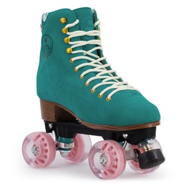 BTFL Pro Roller Skates Women, Kids & Men - Teal, Suede Boot- Indoor, Outside, Rink, & Rhythmic Roller Skating. Black, Blue, Gray, Green, Pink, White (Liam Pro, US Women´s: 06 / US Men´s: 4.5)