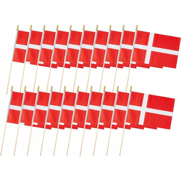 20 Pack Denmark Flags Danish Stick Flag Small Mini Handheld
