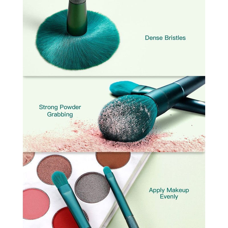 Eigshow Make-Up Brush Set, Pack of 8 Green, Pack of