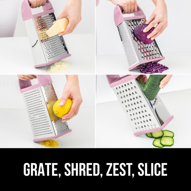 GORILLA GRIP 4-Sided 100% BPA-Free Cheese Grater With Container, Stainless