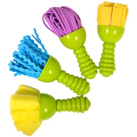 READY 2 LEARN Textured Art Tools - 4 Green Paint Sponges for Kids - Thick Kids Paint Brushes - Easy-Grip Paint Brushes - Art Supplies for Toddlers 1-3