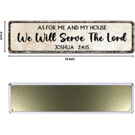 Christian Wall Art Decor - Religious Bible Verses Sign for Gifts, Home, Living Room & Bedroom - Inspirational Scripture Quotes Signs - Joshua 24:15 As for Me We Will Serve The Lord, 4x16 Inch