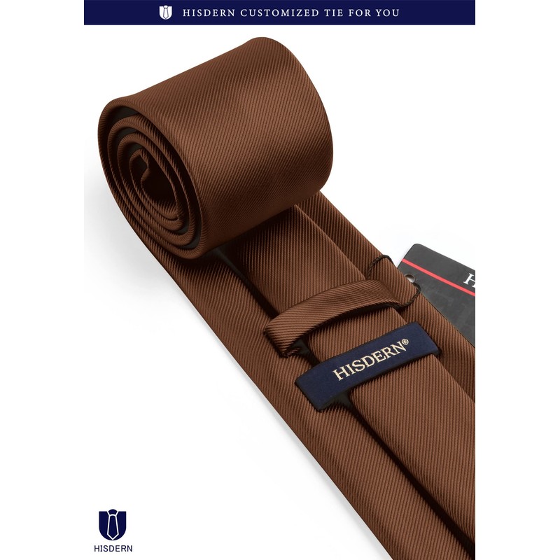HISDERN TL-03S Plain Shiny Necktie Square Set, Men's, Formal Business,