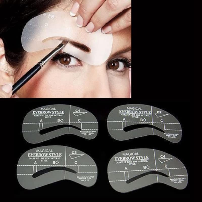8 different eyebrow stencils for eyebrow shapes and eyebrows thickening,