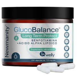 NEWMANITY Glucobalance Long Term Protect con Benfotiamina, Ácido Alfa Lipoico, y Vinagre de Manzana - 50 dias - Suplemento para Complementar una Dieta Saludable - Vegano