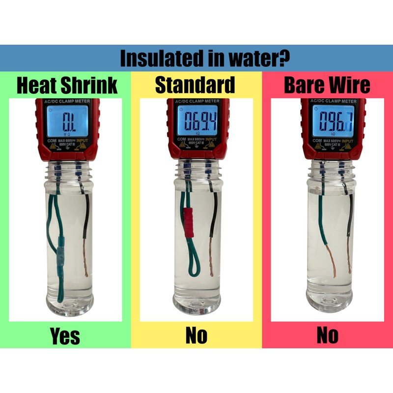 500-Pack Blue 16-14 AWG Heat Shrink Butt Connectors - Waterproof,