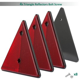 DARKGUARD 4 x Pendant Reflector Triangles Red Screw-On 150 x 10 x 132 mm E-Approved Rear Light Hanger Triangle Pendant Cat's Eye Reflector for Motorcycle Truck Car Tractor Caravan (Triangular Screw-On