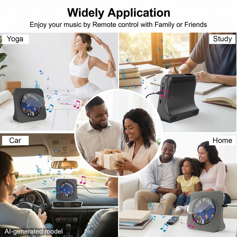 Fohil CD Player for Home with Bluetooth, Desktop Portable CD