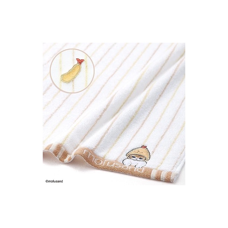Towel Museum mofusand Striped Wash Towel, Orange, Ebinyan, Cats, Cute,