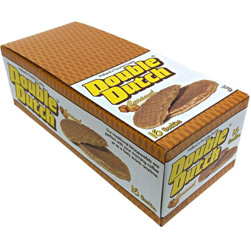 Double Dutch Orginal Caramel StroopWafels Singles 16 CT Box waffle