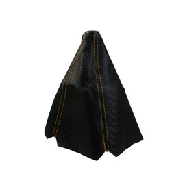 Modengzhe Universal Synthetic Leather 9-Inch Gear Shift Boot Gear Shifter Cover Carbon Fiber Pattern w Yellow Stitch