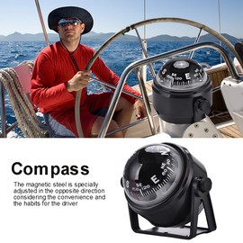 Boat Compass,Multi-Purpose Electronic Adjustable Pivoting Military Marine Ball Night Vision Compass Car Compass Navigation for Boat Vehicle Truck Caravan,etc(Black)