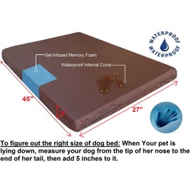 Dogbed4less XL Memory Foam Dog Bed for Medium to Large Pet with Waterproof Internal Cover, 1680 Nylon Blue 45X27X3 Inches