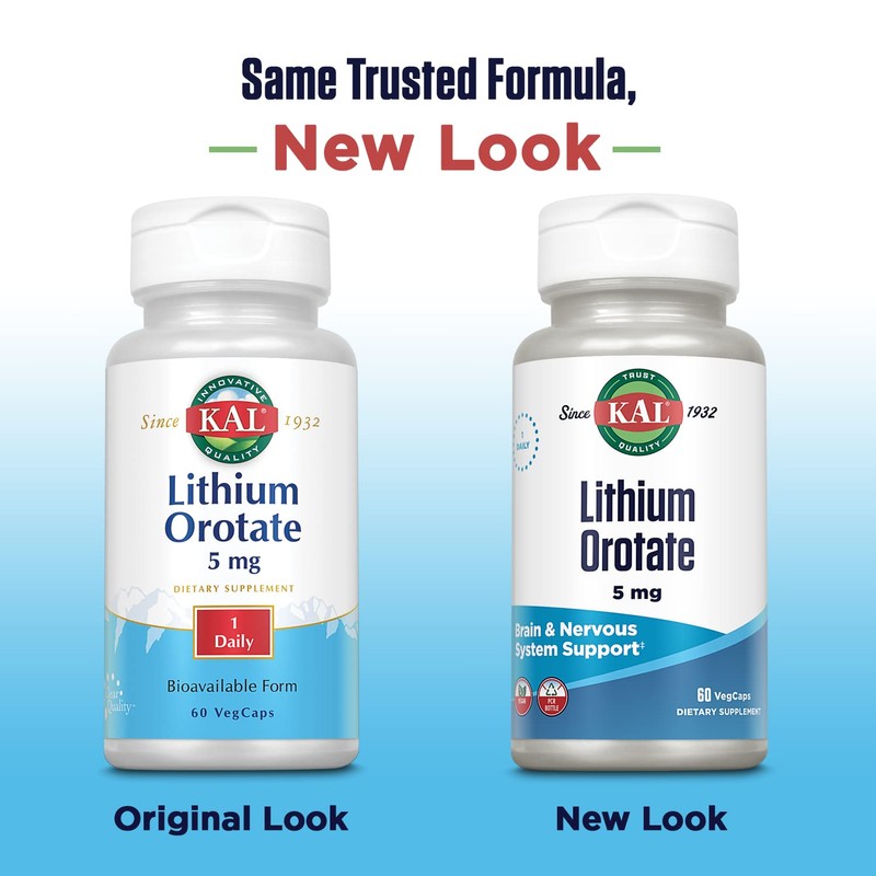 KAL Lithium Orotate 5mg | Low Serving of Chelated Lithium