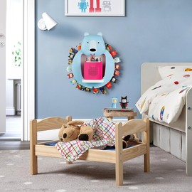 Tnvodejo for Toniebox Creative Bear Children's Magnetic Floating Shelf and for Tonies for 30-48 Figures - Wall Shelf for The Music Box - for Playing and Collecting - for Children's Baby Rooms (Blue)