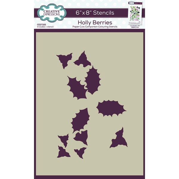 Creative Expressions CEST122 Companion Malschablone – Stechpalmenbeeren, Kunststoff, Mylar, 6