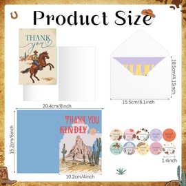 Moinchore 100 Pack Western Cowboy Thank You Cards Assorted Blank Appreciation Greeting Note Cards with Envelopes Stickers for Teachers Employee Baby Shower Bridal Birthday Graduation