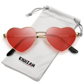Eiuizah Polarized Heart Sunglasses for Women Men - Cute Trendy Sun Glasses Metal Frame UV400 Protection Lens
